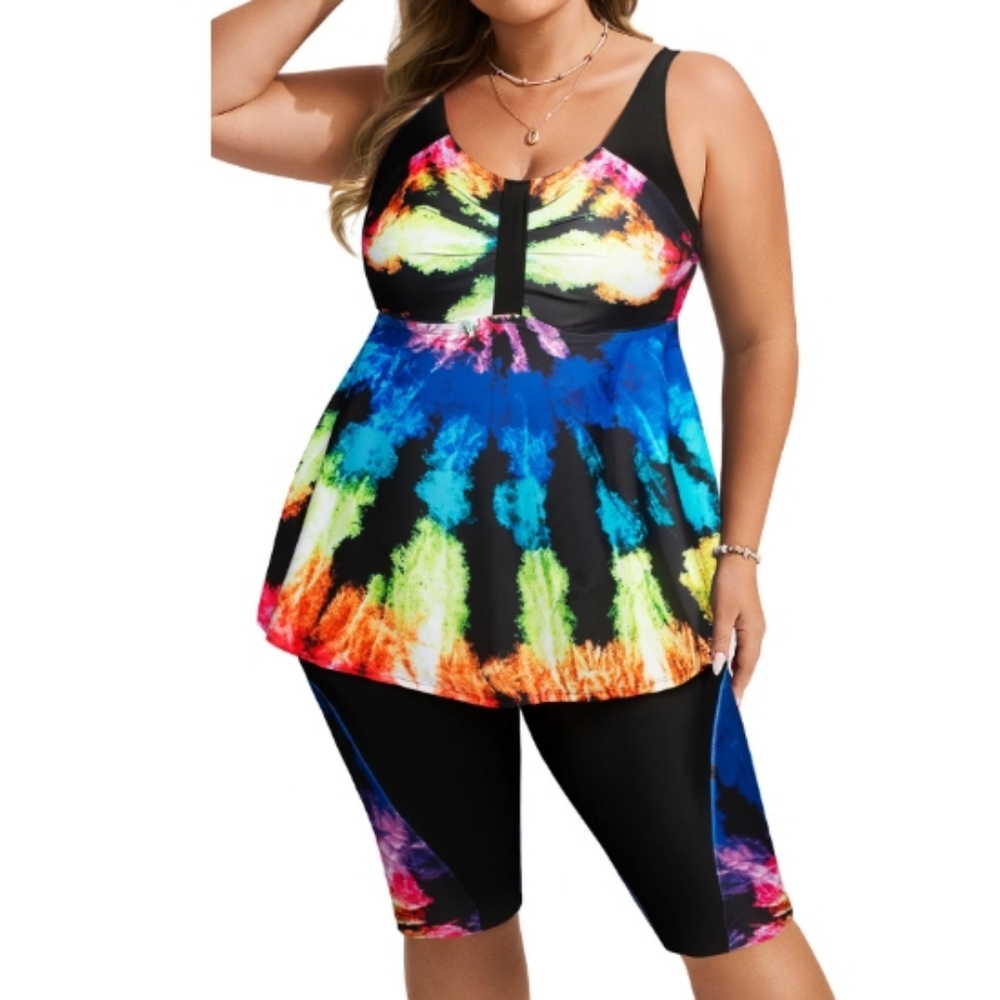 Hanna Nikole Plus Size Womens Bathing Suits Tummy Control Tankini Swimsuit Sets